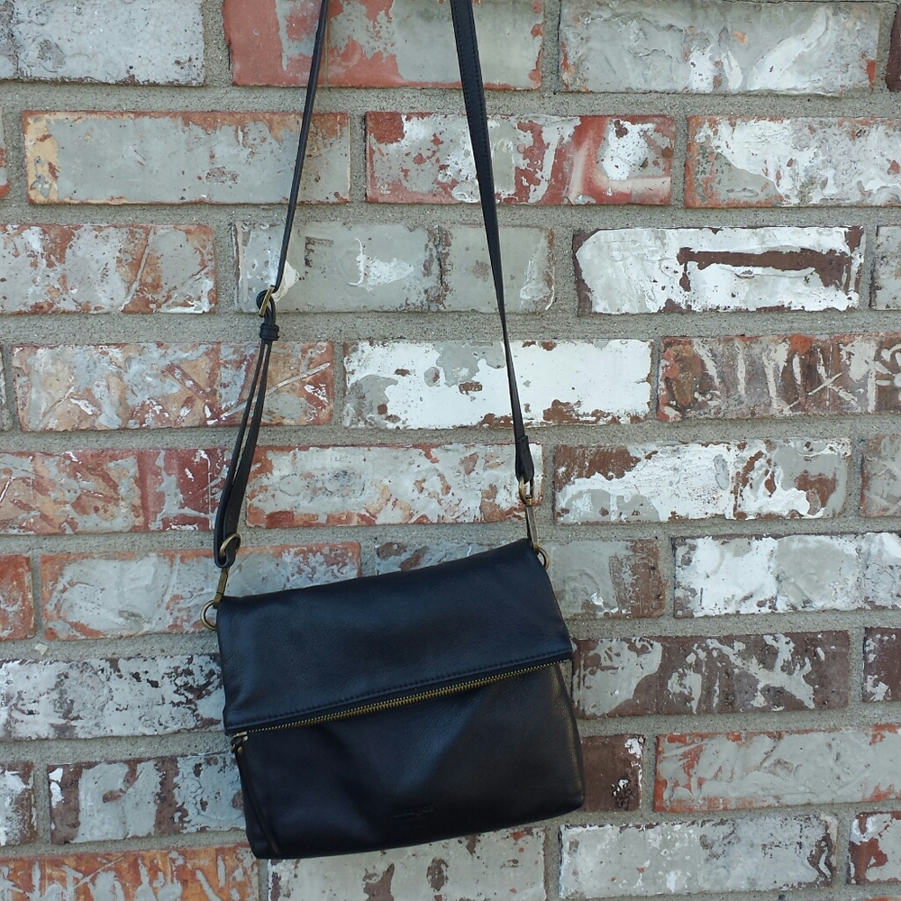 Black leather hobo, cross body by Margot New York